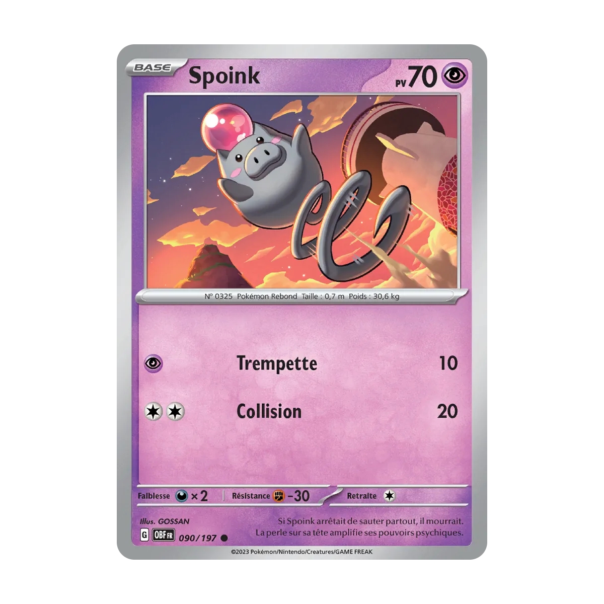 Spoink N°090/197 Brillante Écarlate et Violet Flammes Obsidiennes