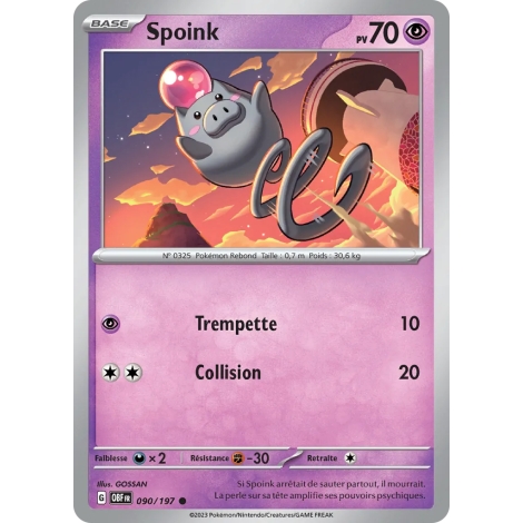 Spoink N°090/197 Brillante Écarlate et Violet Flammes Obsidiennes