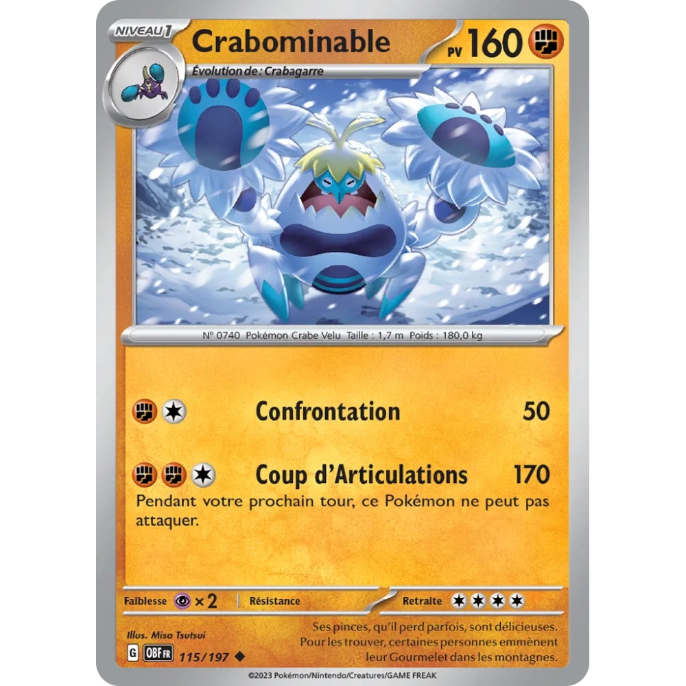 Crabominable 115/197 Brillante Écarlate et Violet Flammes Obsidiennes