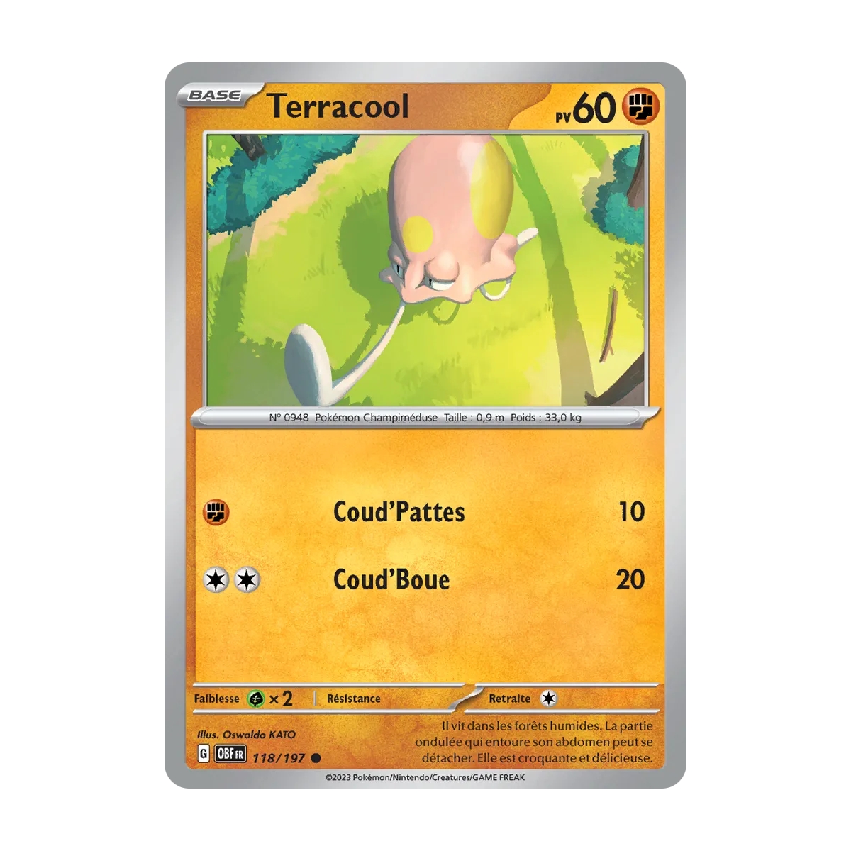 Terracool 118/197 : Joyau Commune (Brillante) de l'extension Pokémon Écarlate et Violet Flammes Obsidiennes