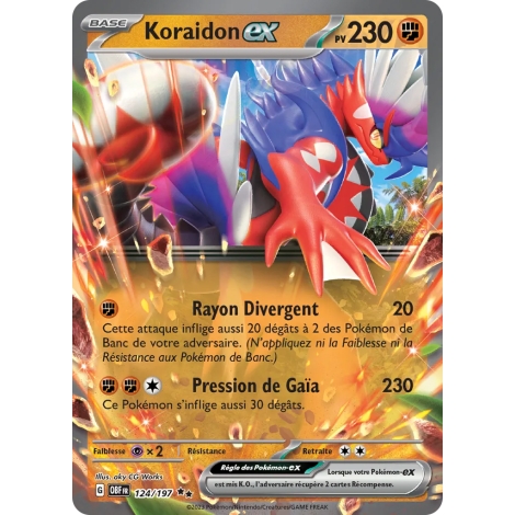 Carte Koraidon - Double rare de Pokémon Écarlate et Violet Flammes Obsidiennes 124/197