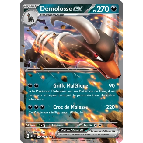 Carte Démolosse - Double rare de Pokémon Écarlate et Violet Flammes Obsidiennes 134/197