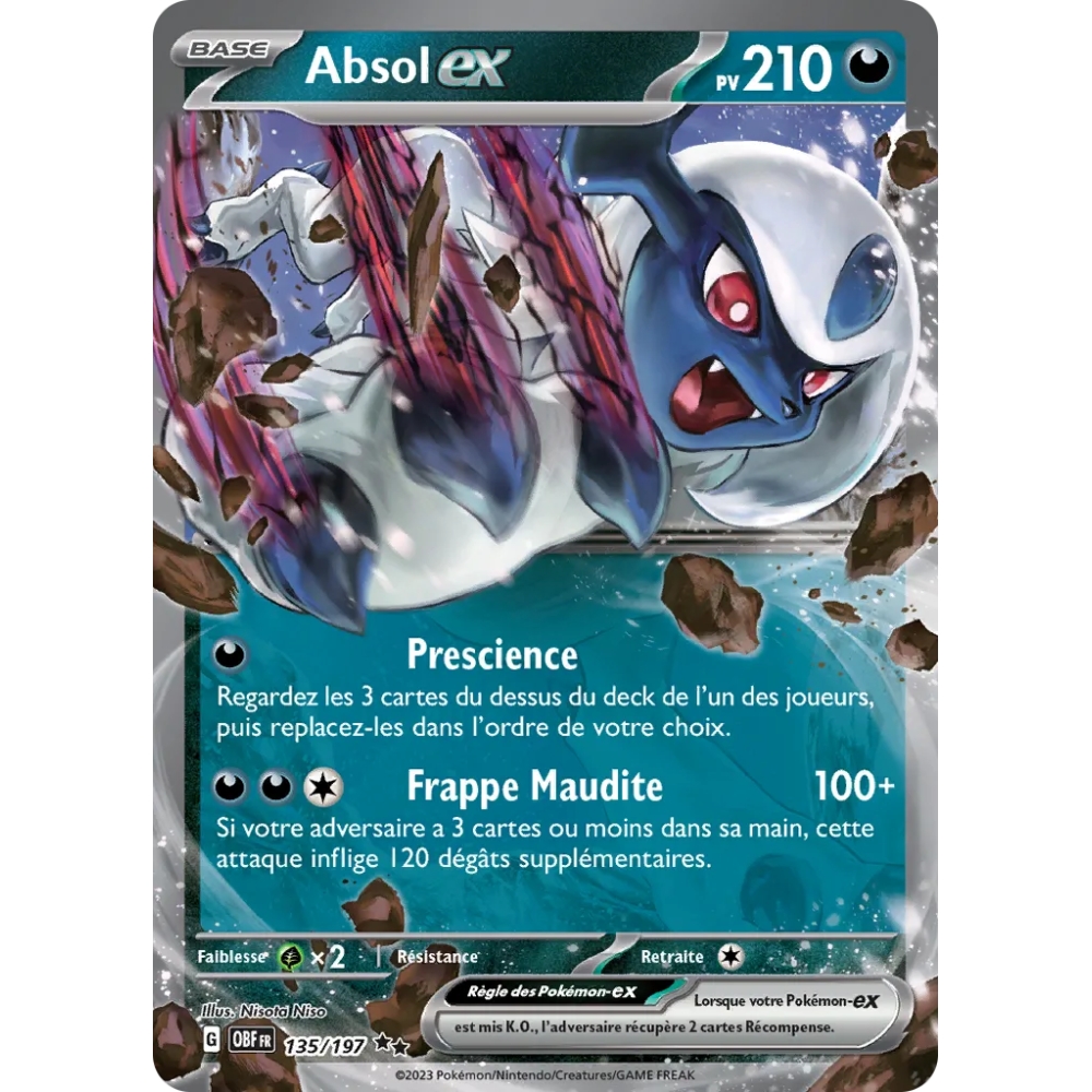 Absol 135/197 : Joyau Double rare de l'extension Pokémon Écarlate et Violet Flammes Obsidiennes