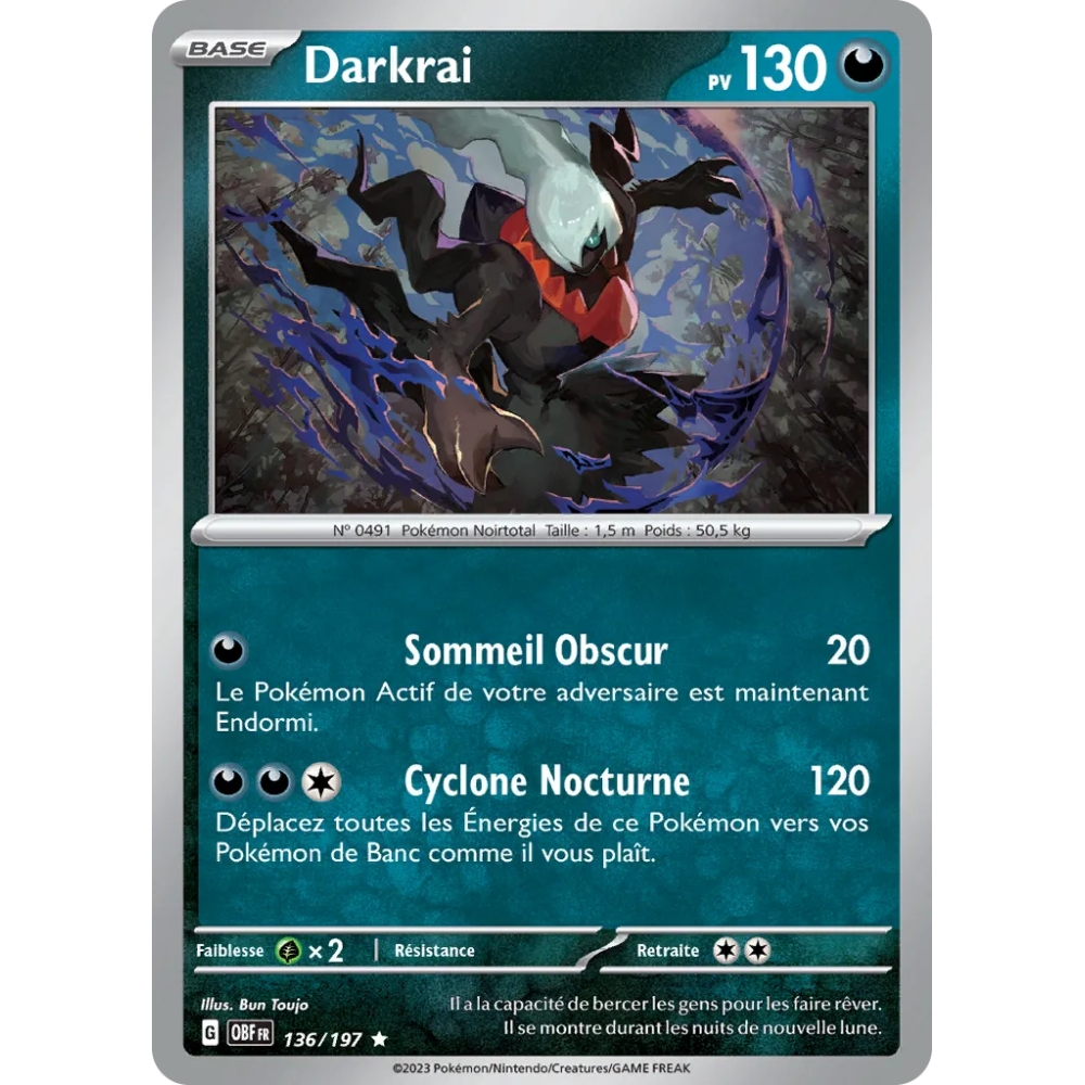 Darkrai N°136/197  Brillante Écarlate et Violet Flammes Obsidiennes