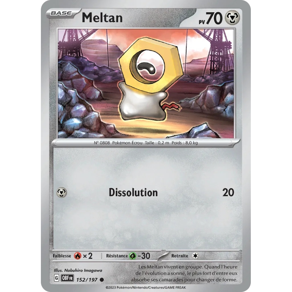 Meltan N°152/197 Brillante Écarlate et Violet Flammes Obsidiennes