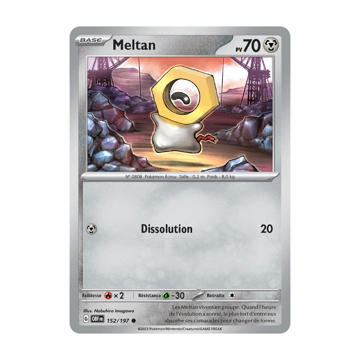 Meltan N°152/197 Brillante Écarlate et Violet Flammes Obsidiennes