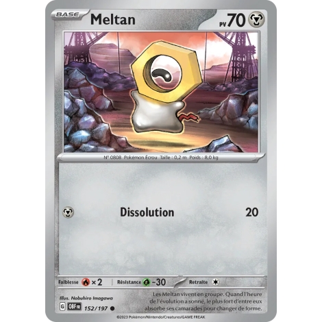 Meltan N°152/197 Brillante Écarlate et Violet Flammes Obsidiennes