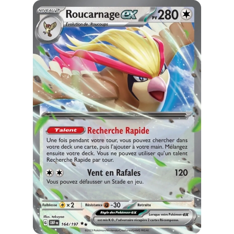 Carte Roucarnage - Double rare de Pokémon Écarlate et Violet Flammes Obsidiennes 164/197