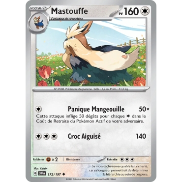 Mastouffe Pokémon Écarlate et Violet Flammes Obsidiennes 172/197