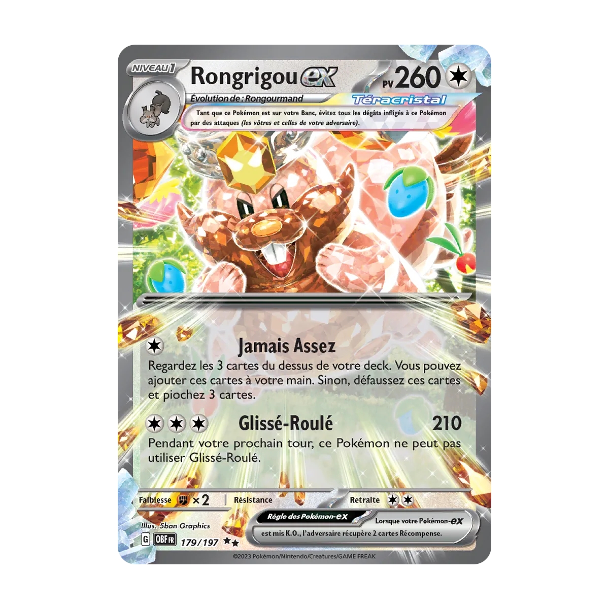 Carte Rongrigou - Double rare de Pokémon Écarlate et Violet Flammes Obsidiennes 179/197