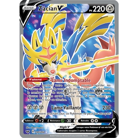 Carte Zacian - Ultra rare de Pokémon Épée et Bouclier 195/202