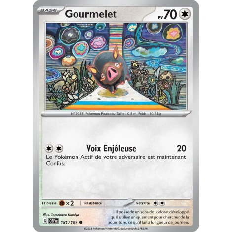 Gourmelet 181/197 : Joyau Commune (Brillante) de l'extension Pokémon Écarlate et Violet Flammes Obsidiennes