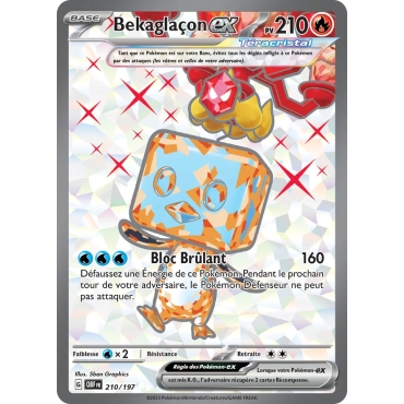 Carte Bekaglaçon - Ultra rare de Pokémon Écarlate et Violet Flammes Obsidiennes 210/197