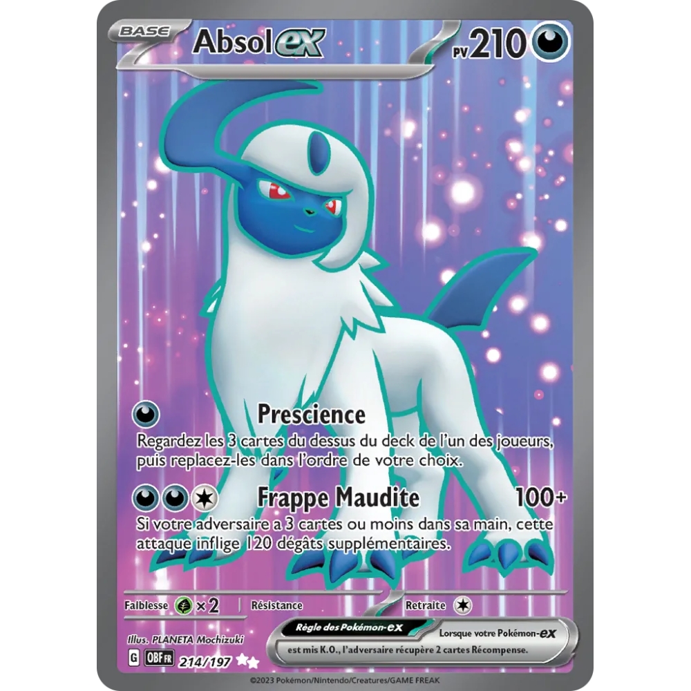 Absol 214/197 : Joyau Ultra rare de l'extension Pokémon Écarlate et Violet Flammes Obsidiennes