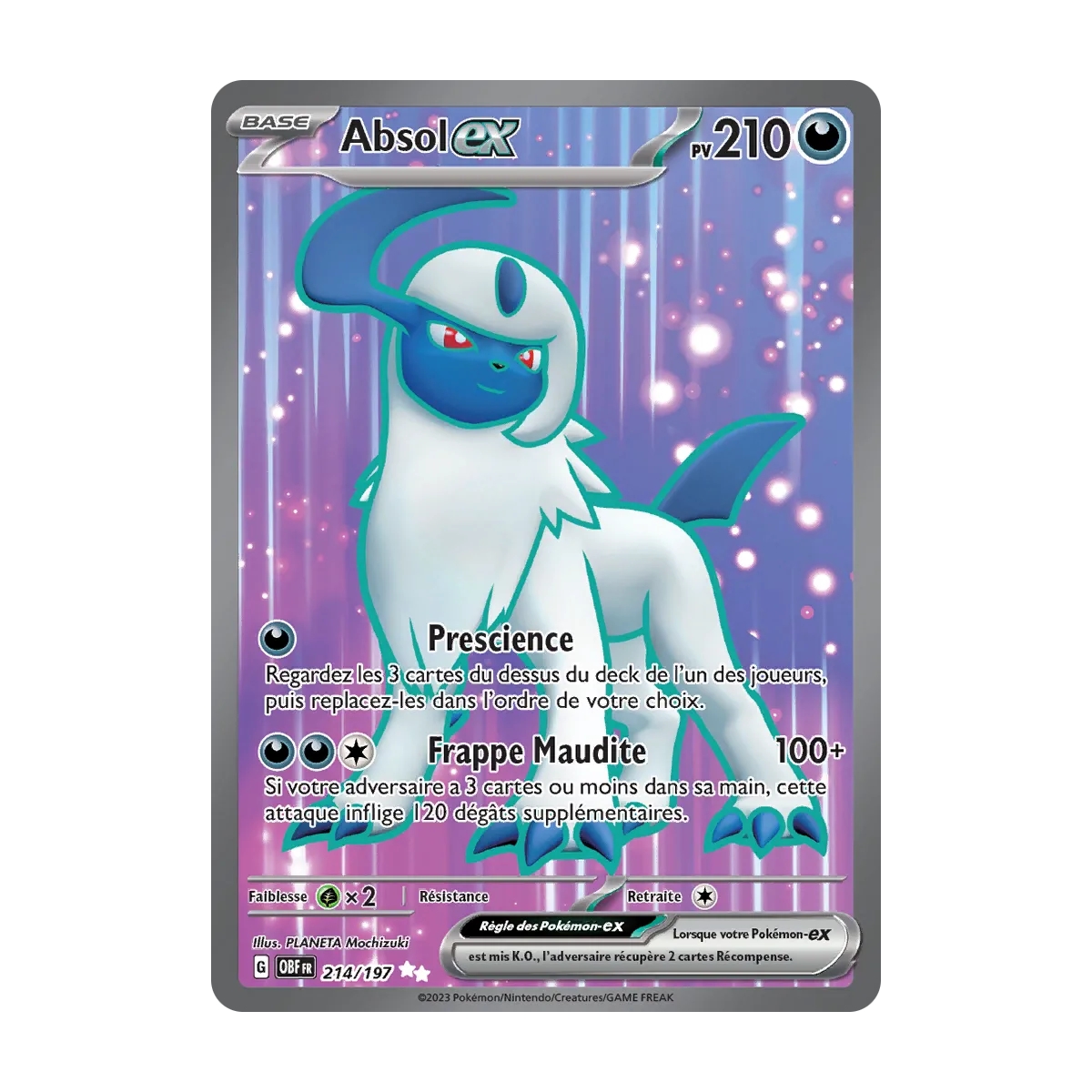 Absol 214/197 : Joyau Ultra rare de l'extension Pokémon Écarlate et Violet Flammes Obsidiennes