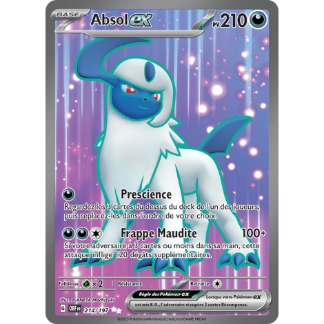 Absol 214/197 : Joyau Ultra rare de l'extension Pokémon Écarlate et Violet Flammes Obsidiennes