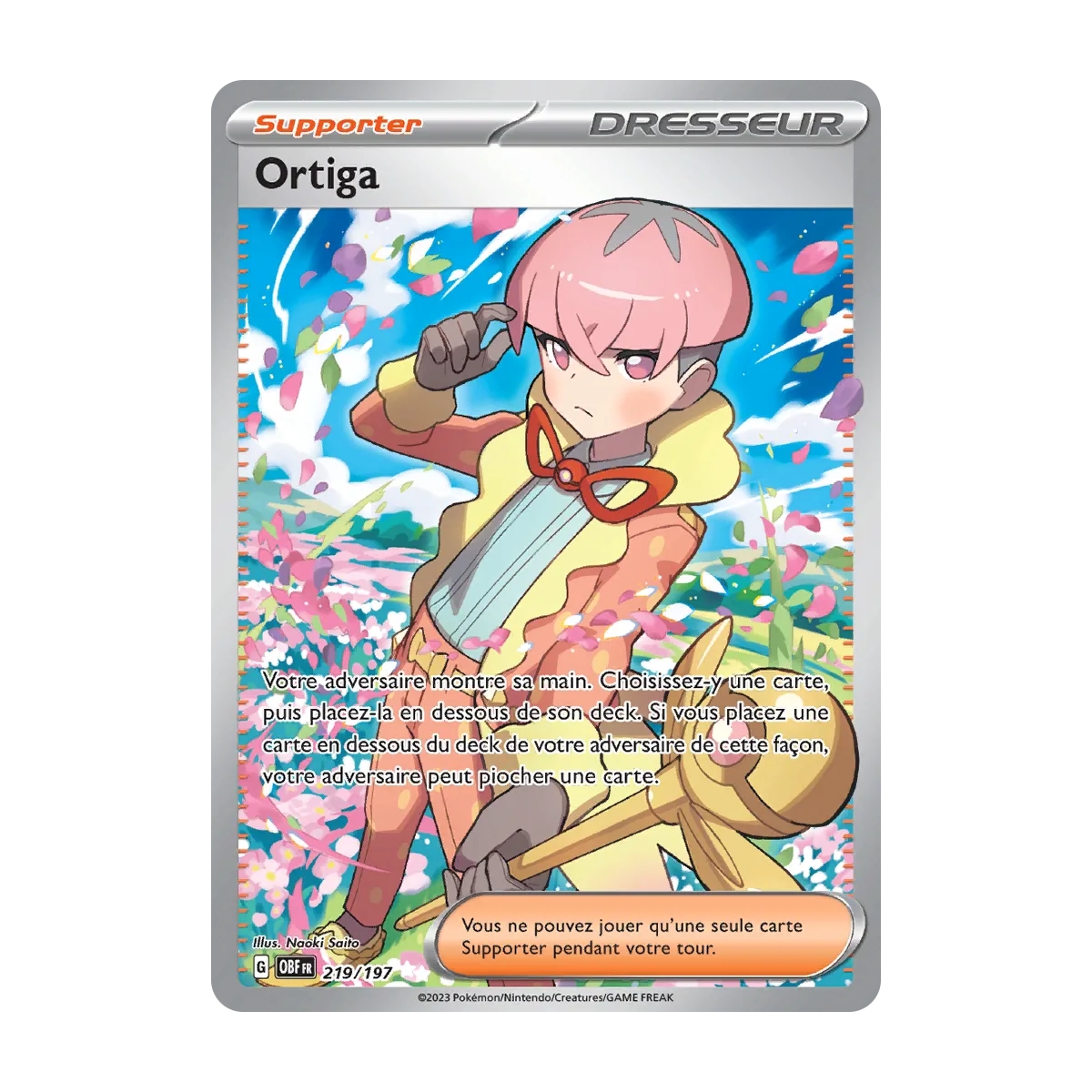 Ortiga 219/197 : Joyau Ultra rare de l'extension Pokémon Écarlate et Violet Flammes Obsidiennes