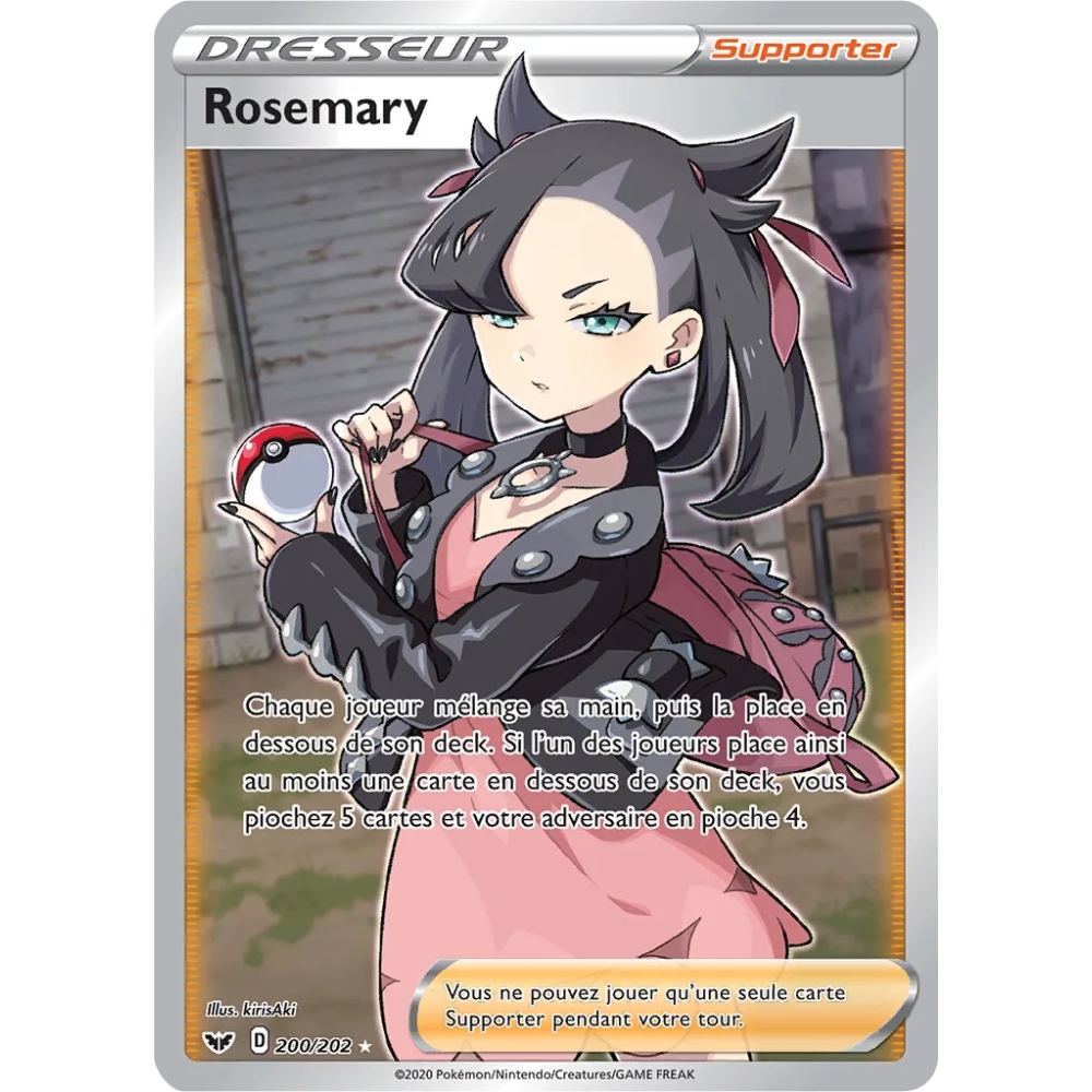 Carte Rosemary - Ultra rare de Pokémon Épée et Bouclier 200/202