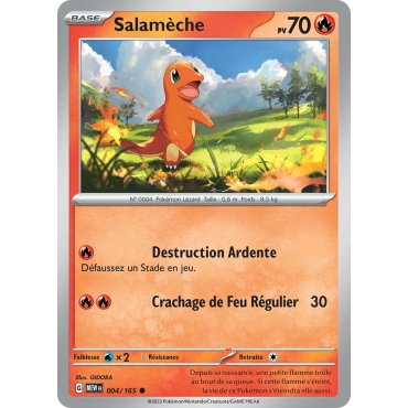 Carte Salamèche - Commune (Brillante) de Pokémon Écarlate et Violet 151 004/165