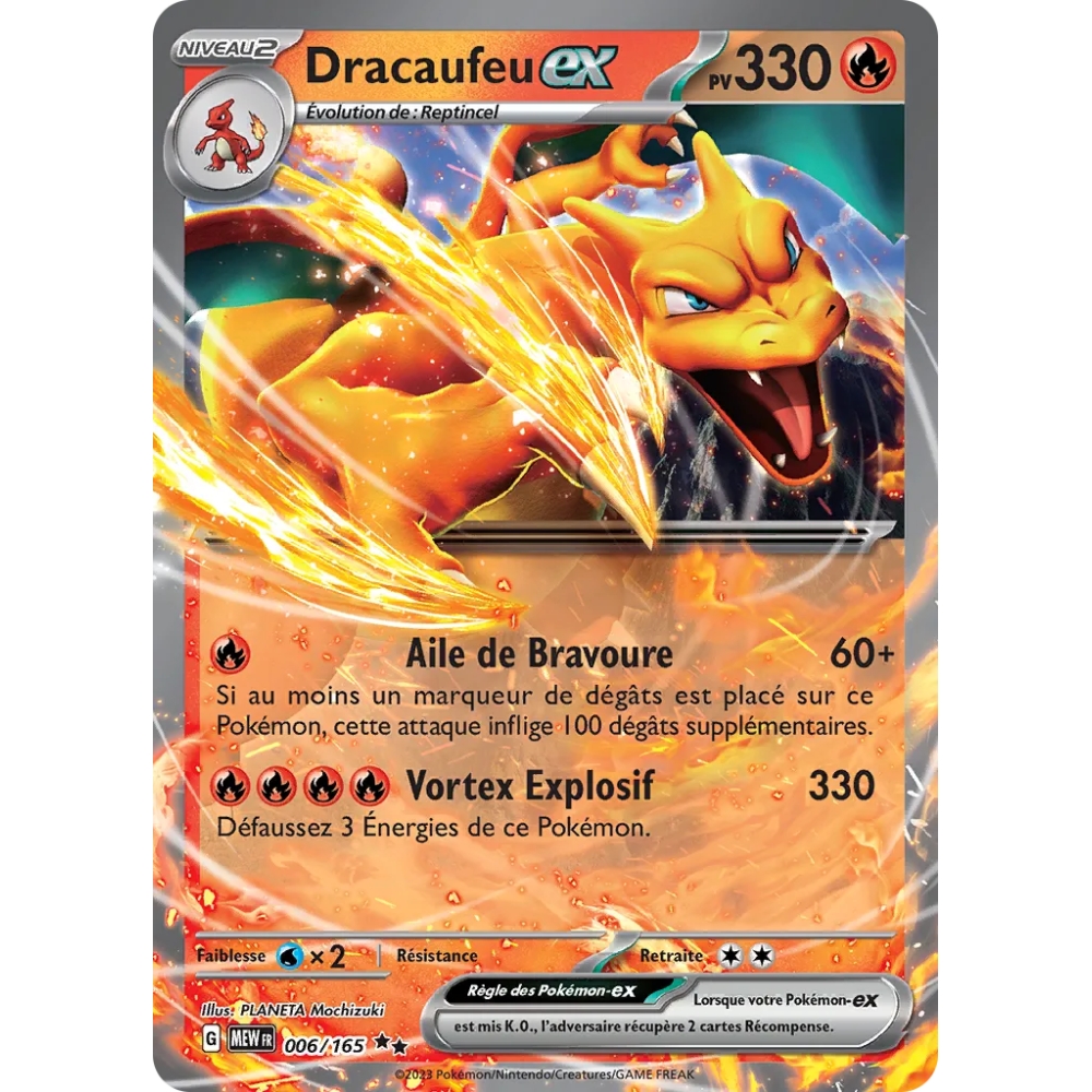 Carte Dracaufeu - Double rare de Pokémon Écarlate et Violet 151 006/165