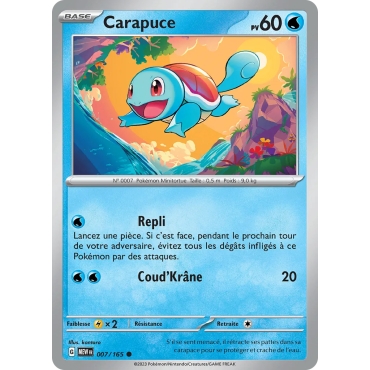 Carte Carapuce - Commune (Brillante) de Pokémon Écarlate et Violet 151 007/165