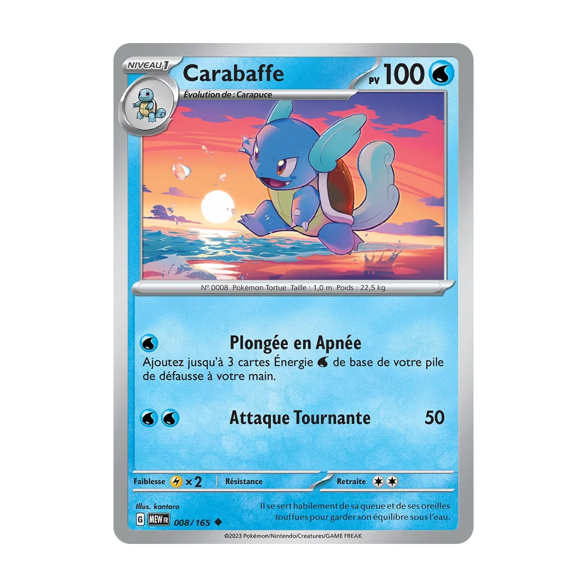 Carabaffe 008/165 : Joyau Peu commune (Brillante) de l'extension Pokémon Écarlate et Violet 151