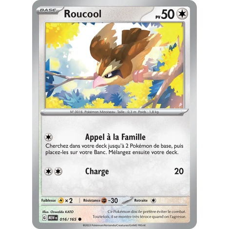 Roucool Commune (Brillante) de Pokémon Écarlate et Violet 151 016/165