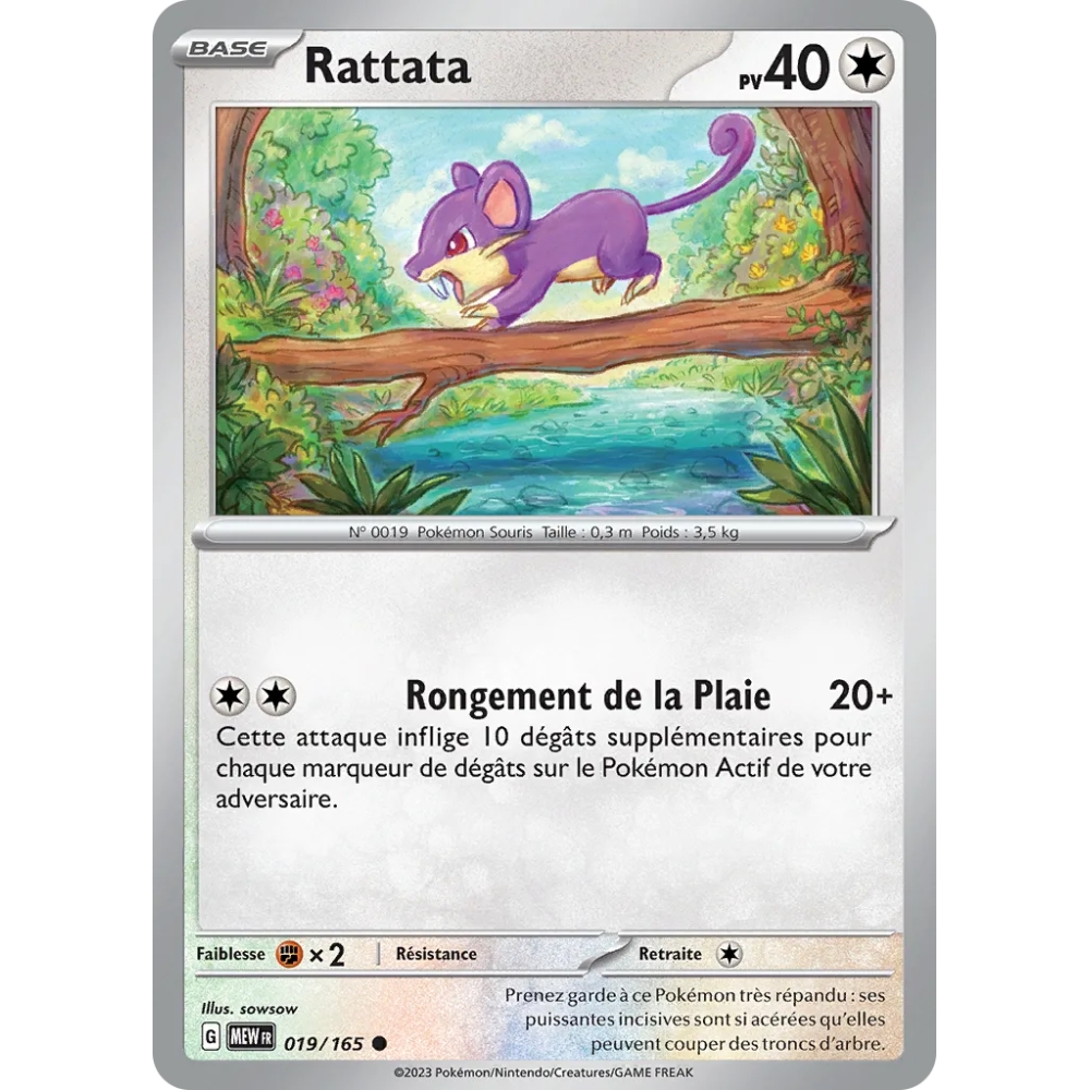 Rattata 019/165 : Joyau Commune (Brillante) de l'extension Pokémon Écarlate et Violet 151