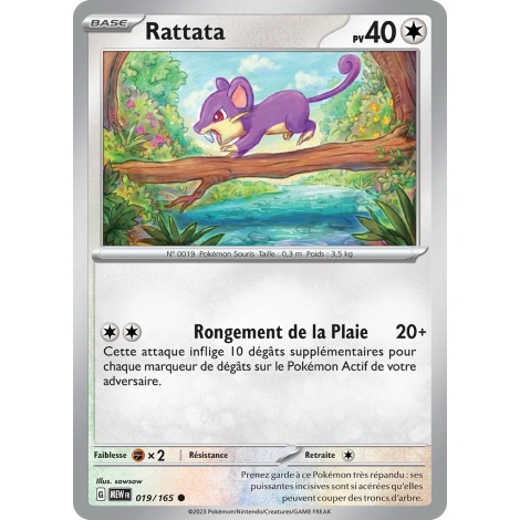 Rattata 019/165 : Joyau Commune (Brillante) de l'extension Pokémon Écarlate et Violet 151