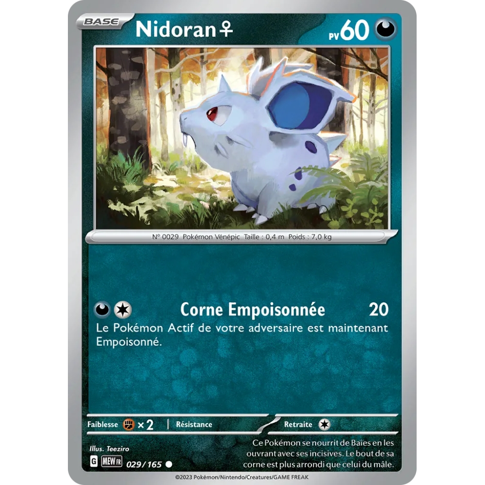 Nidoran ♀ 029/165 : Joyau Commune (Brillante) de l'extension Pokémon Écarlate et Violet 151