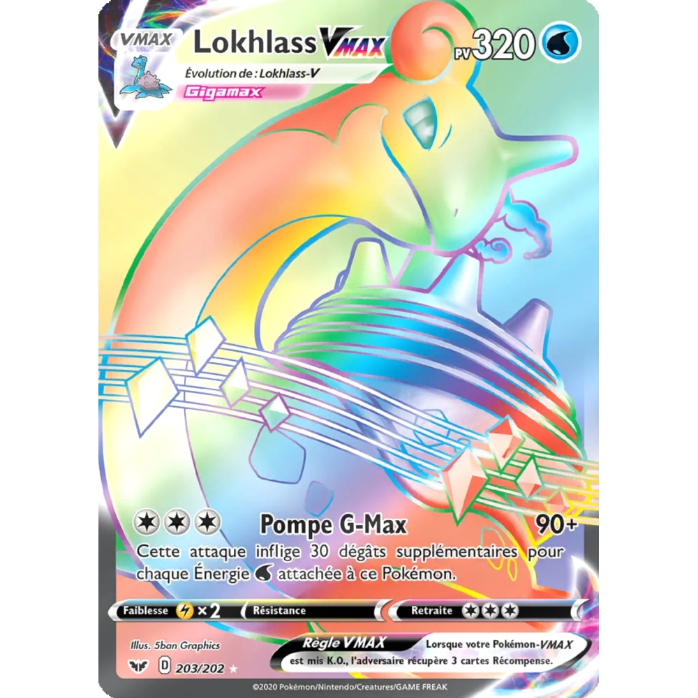 Lokhlass 203/202 : Joyau Arc-en-ciel rare de l'extension Pokémon Épée et Bouclier