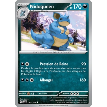 Carte Nidoqueen - Peu commune (Brillante) de Pokémon Écarlate et Violet 151 031/165