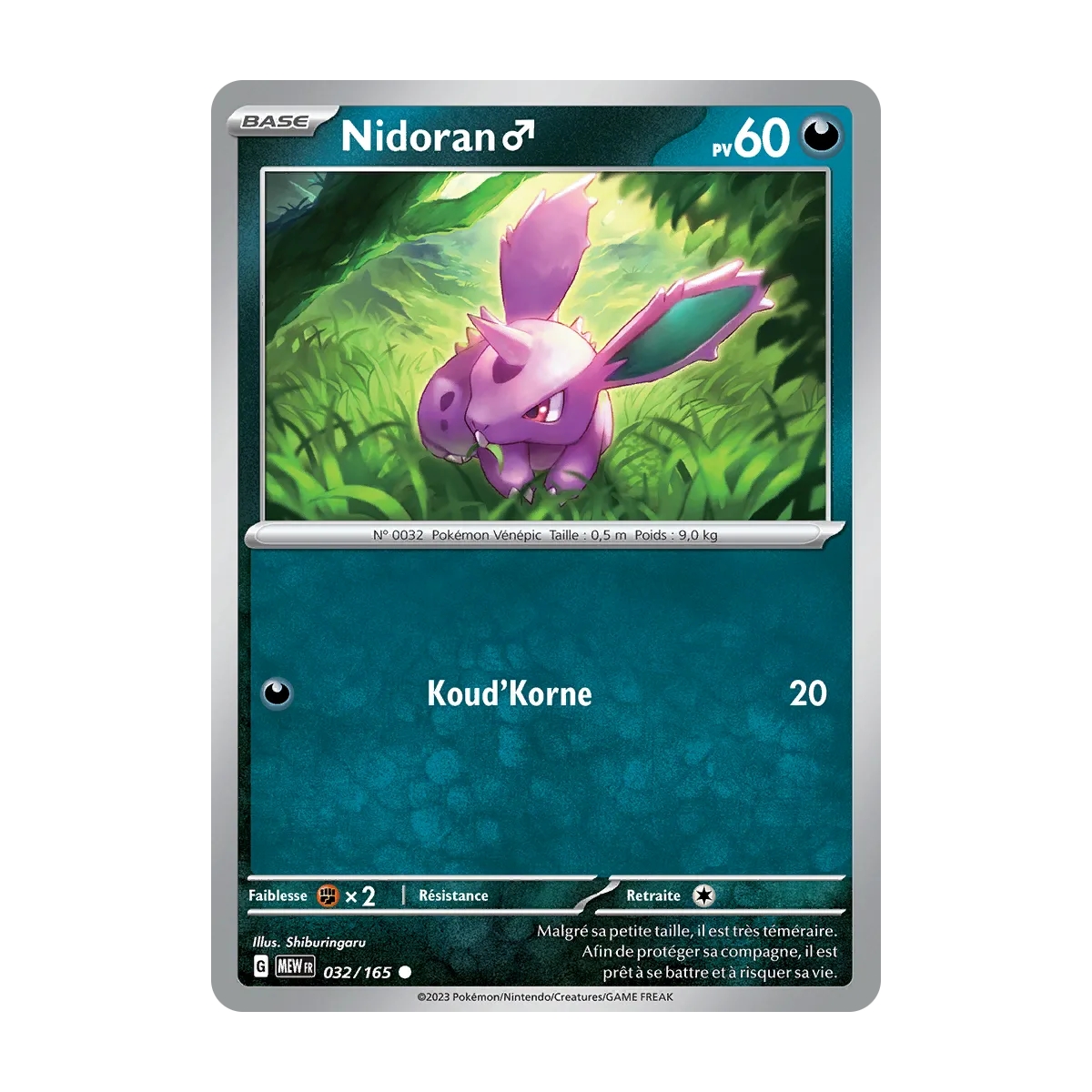 Nidoran ♂ 032/165 : Joyau Commune (Brillante) de l'extension Pokémon Écarlate et Violet 151