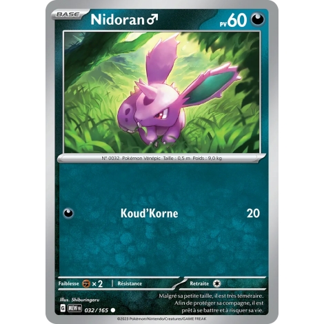 Nidoran ♂ 032/165 : Joyau Commune (Brillante) de l'extension Pokémon Écarlate et Violet 151