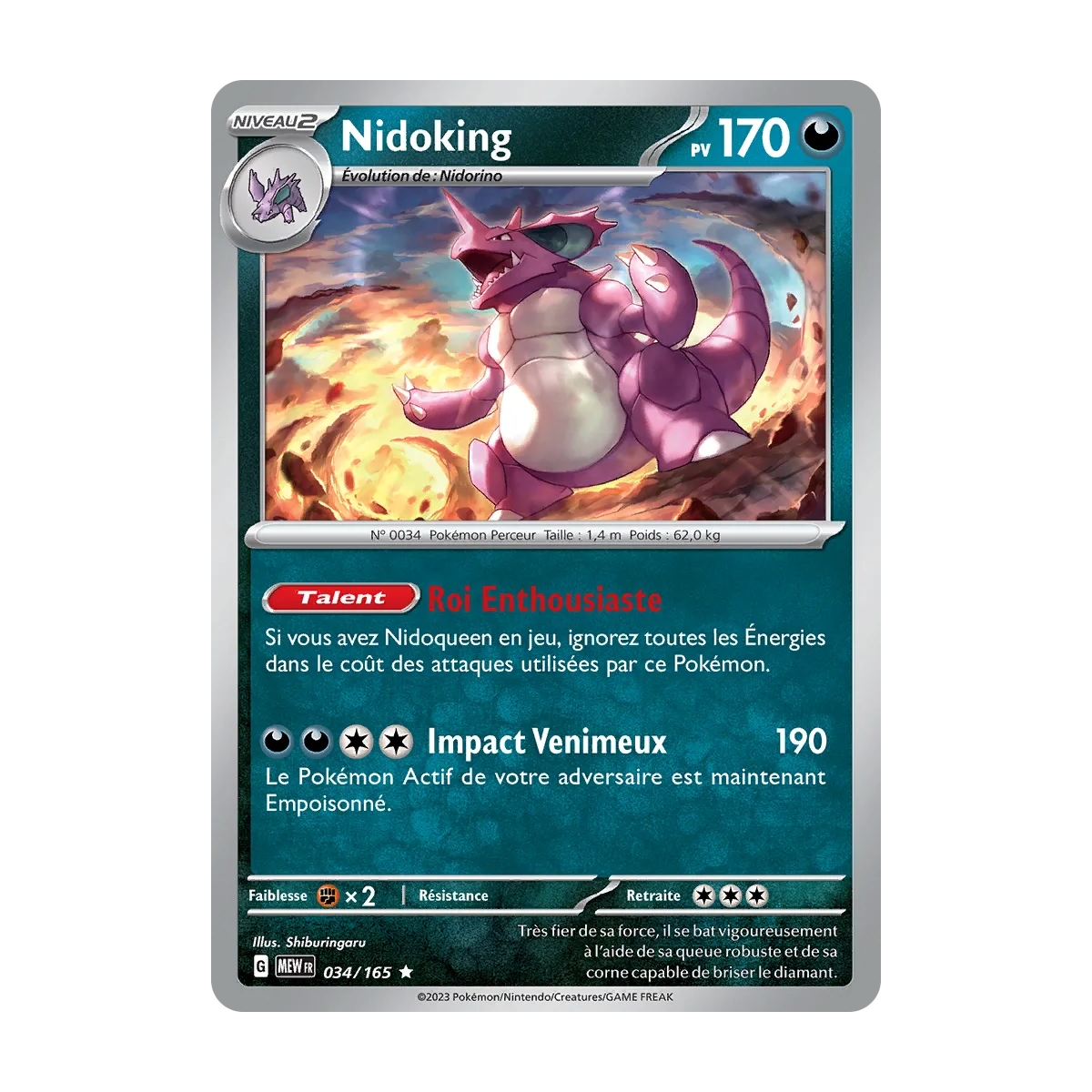 Nidoking 034/165 Brillante extension Pokémon Écarlate et Violet 151