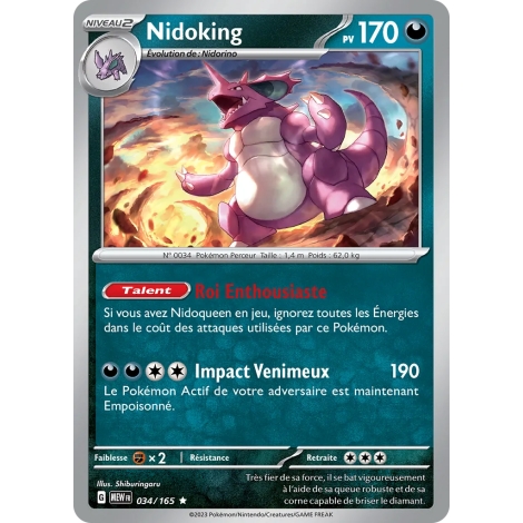 Nidoking 034/165 Brillante extension Pokémon Écarlate et Violet 151