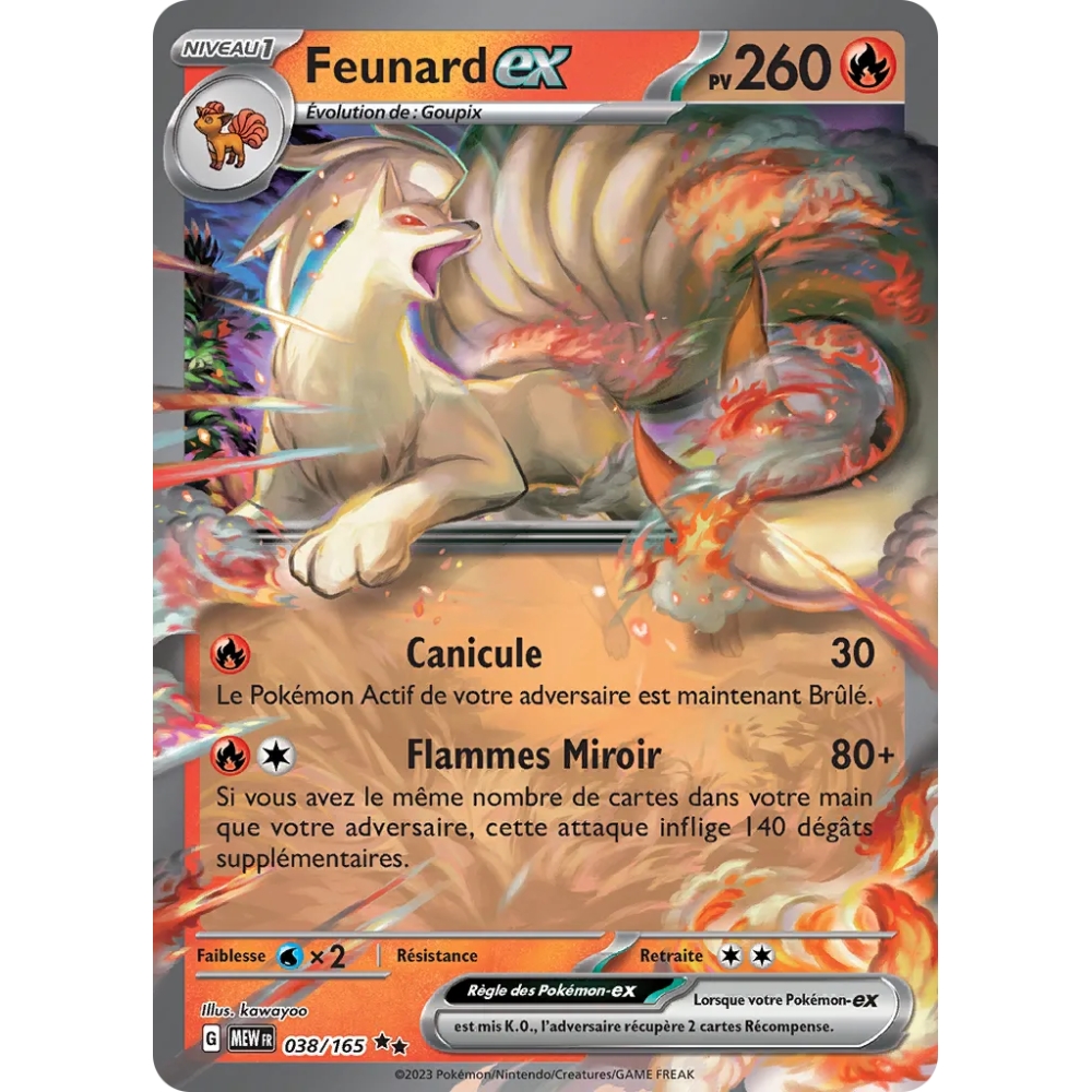 Carte Feunard - Double rare de Pokémon Écarlate et Violet 151 038/165