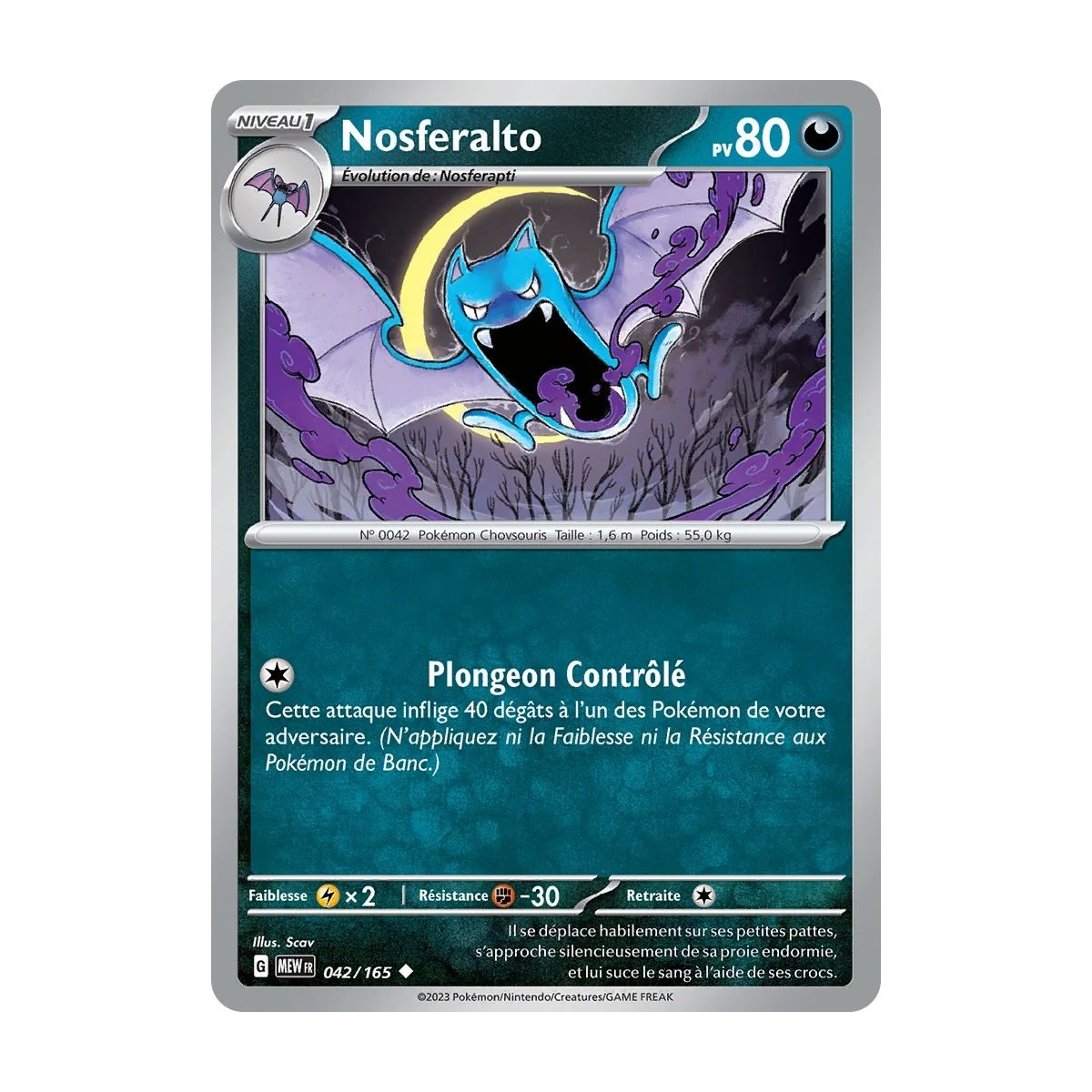 Carte Nosferalto - Peu commune (Brillante) de Pokémon Écarlate et Violet 151 042/165