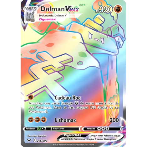 Dolman 205/202 : Joyau Arc-en-ciel rare de l'extension Pokémon Épée et Bouclier