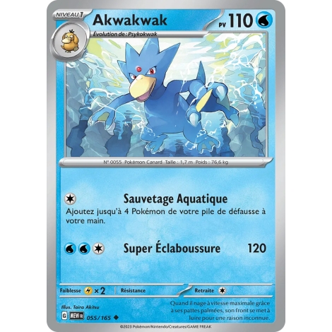 Carte Akwakwak - Peu commune (Brillante) de Pokémon Écarlate et Violet 151 055/165