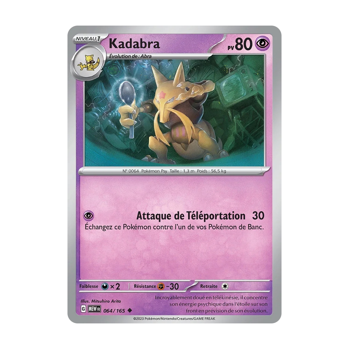 Carte Kadabra - Peu commune (Brillante) de Pokémon Écarlate et Violet 151 064/165