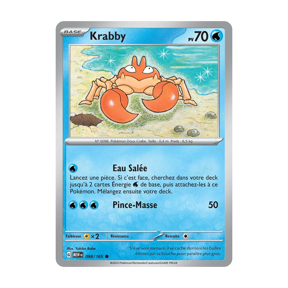 Krabby 098/165 : Joyau Commune (Brillante) de l'extension Pokémon Écarlate et Violet 151