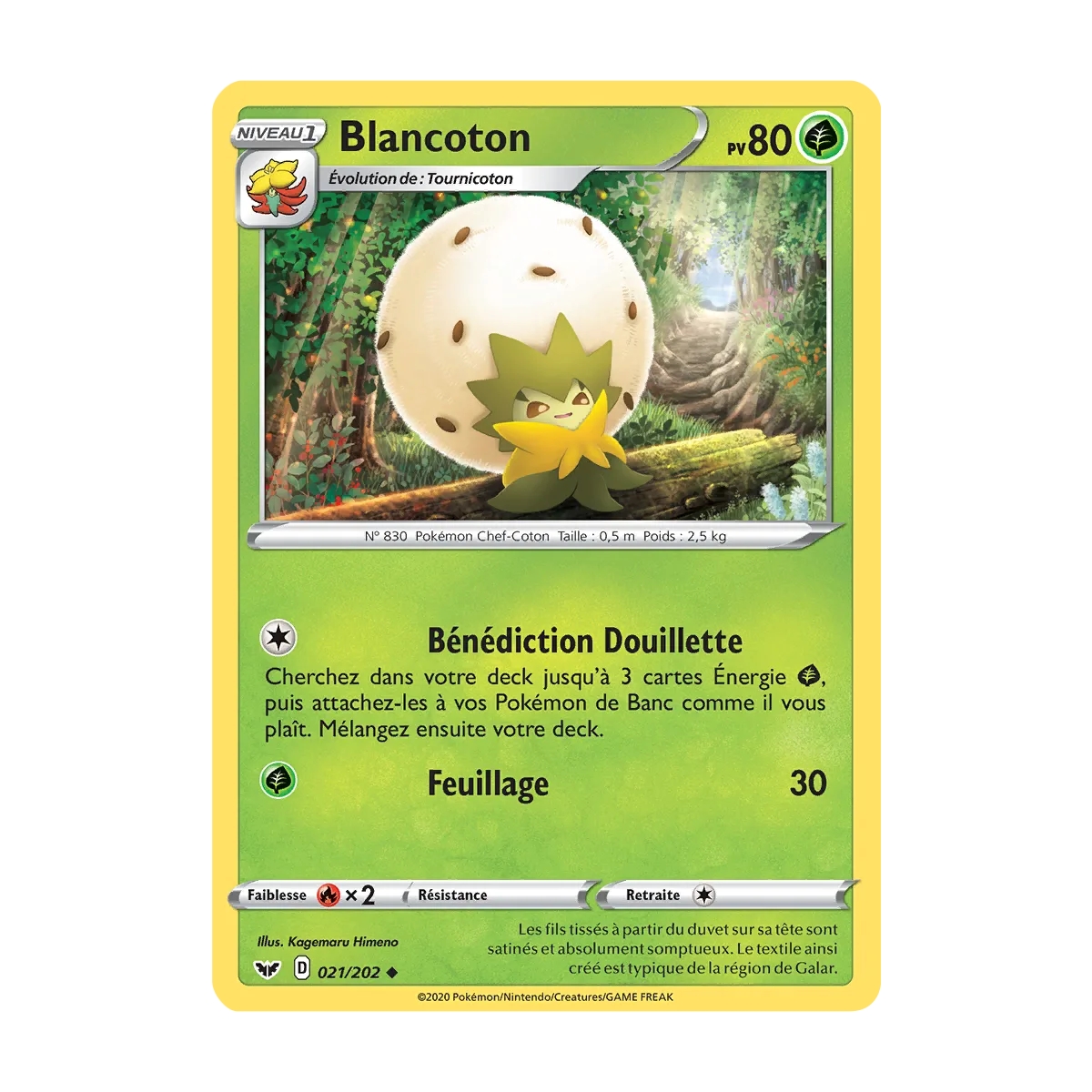 Carte Blancoton - Peu commune (Brillante) de Pokémon Épée et Bouclier 021/202