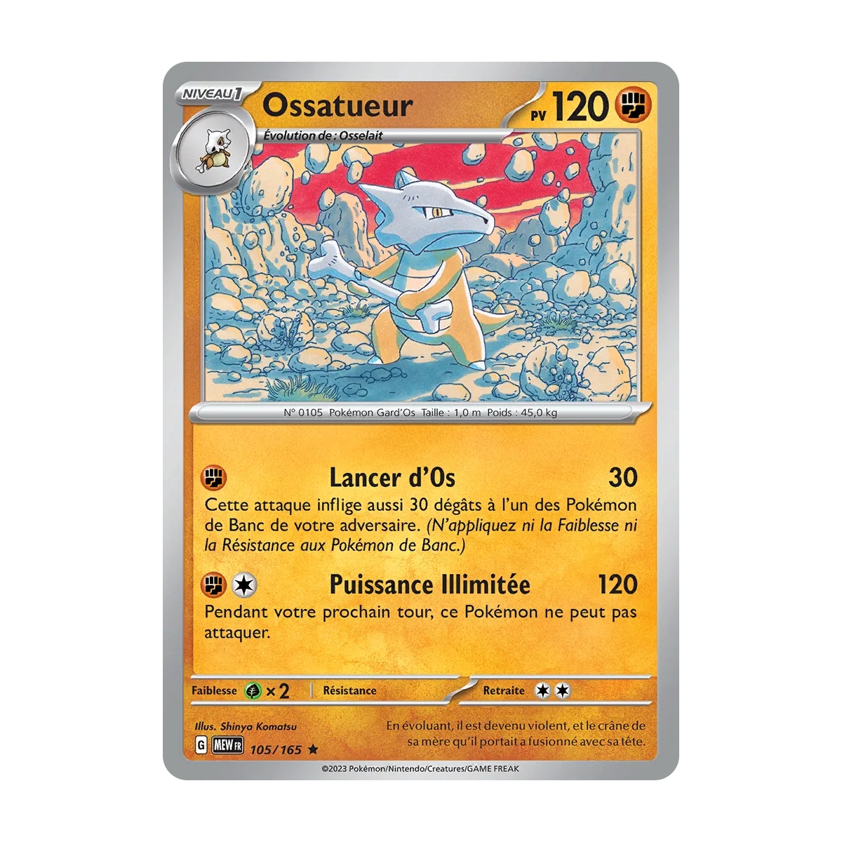 Ossatueur 105/165 : Joyau Brillante Pokémon Écarlate et Violet 151