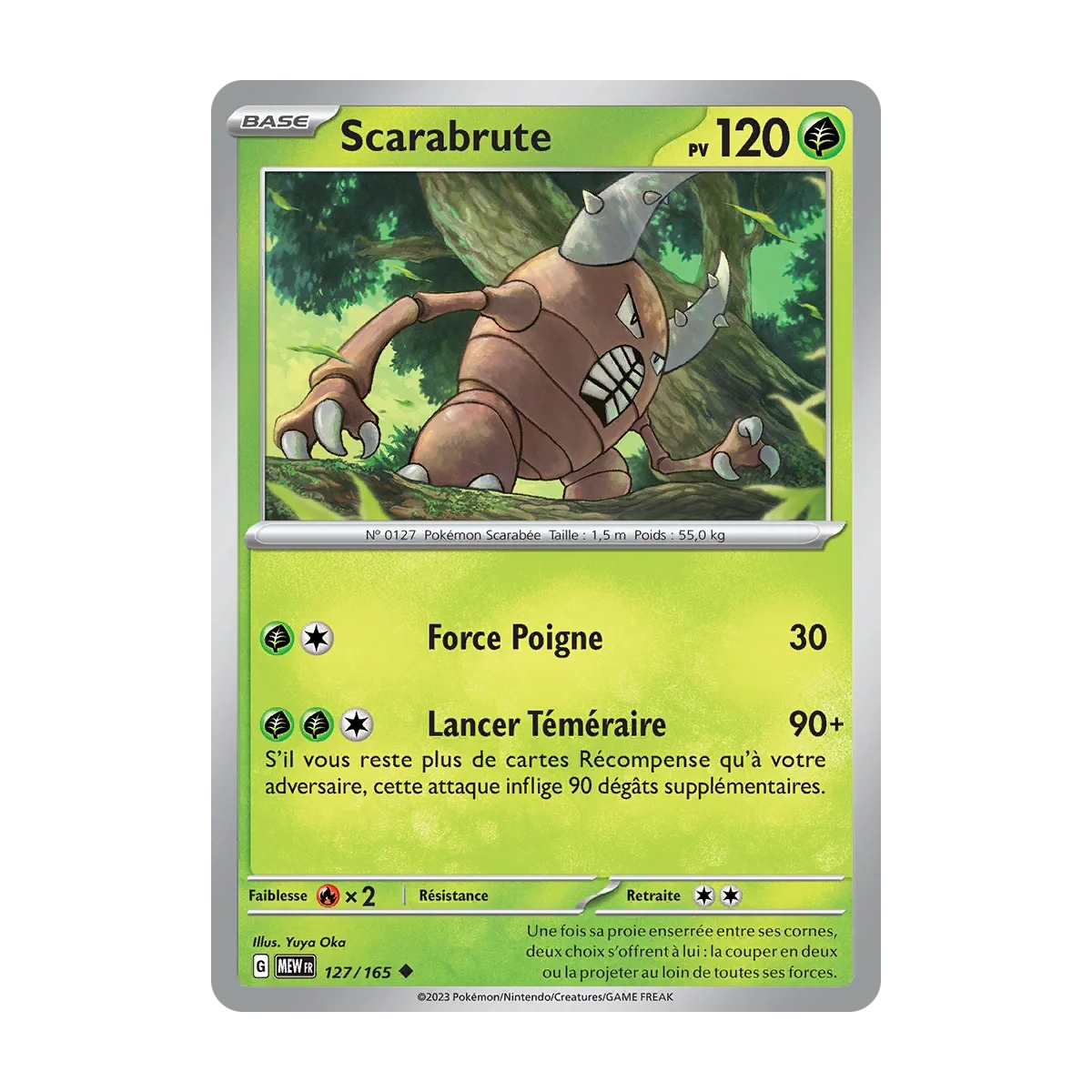 Scarabrute 127/165 : Joyau Peu commune (Brillante) de l'extension Pokémon Écarlate et Violet 151