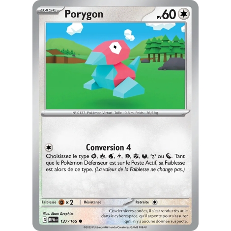 Découvrez Porygon, carte Commune (Brillante) de la série Écarlate et Violet 151