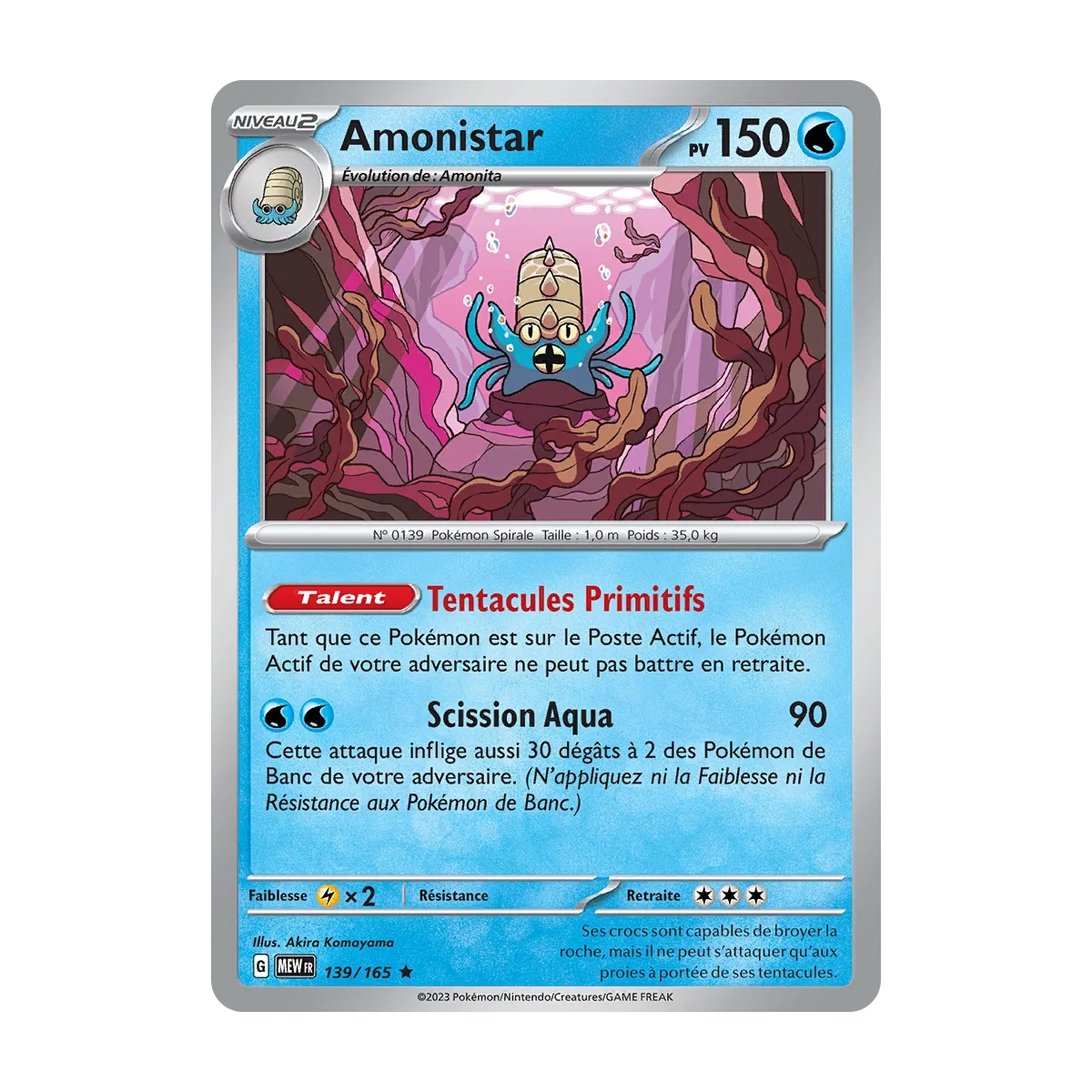 Amonistar  Rare (Brillante) de Pokémon Écarlate et Violet 151 139/165