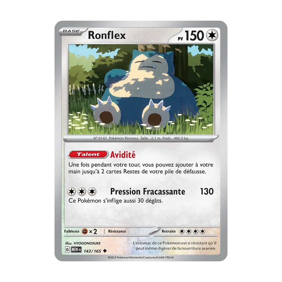 Carte Ronflex - Peu commune (Brillante) de Pokémon Écarlate et Violet 151 143/165