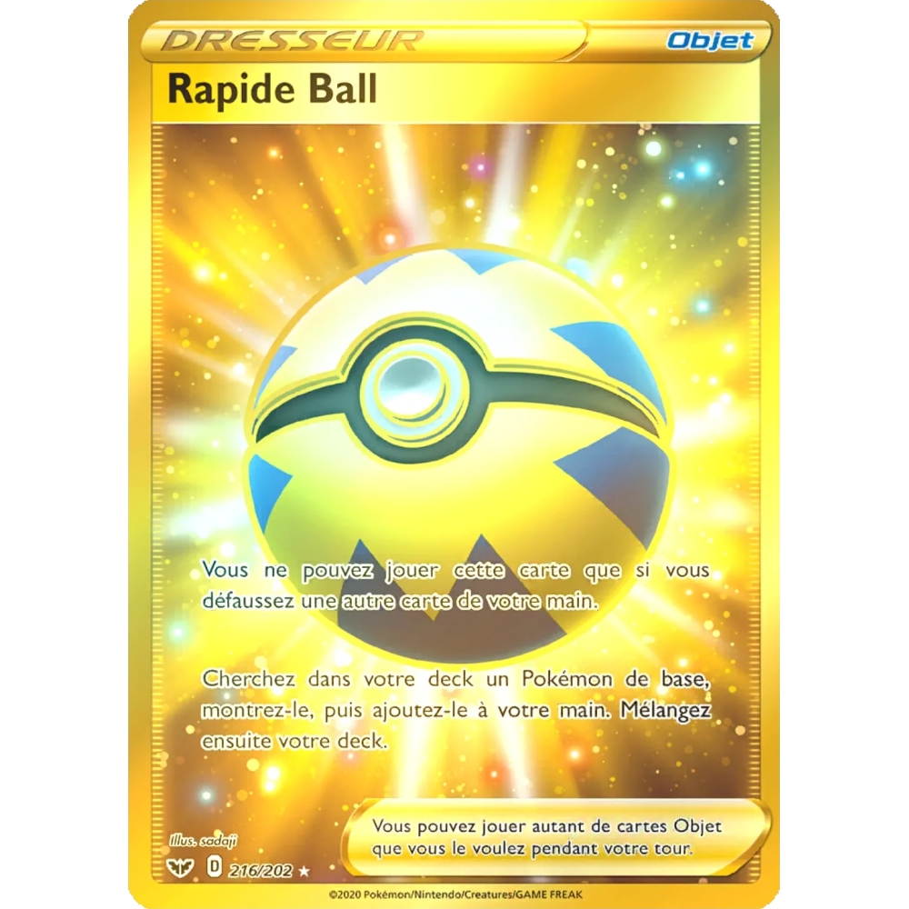 Rapide Ball 216/202 : Joyau Secrète rare de l'extension Pokémon Épée et Bouclier