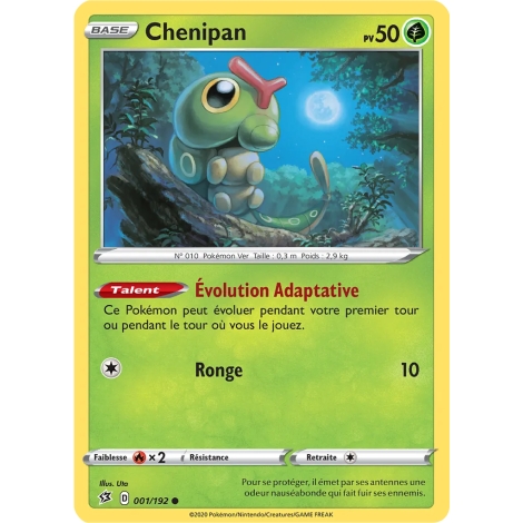 Carte Chenipan - Commune (Brillante) de Pokémon Épée et Bouclier Clash des Rebelles 001/192